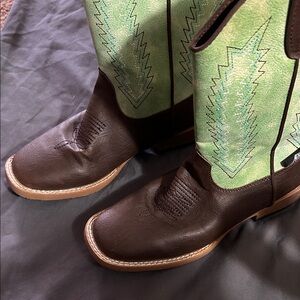Kids Green and Brown Western Boots